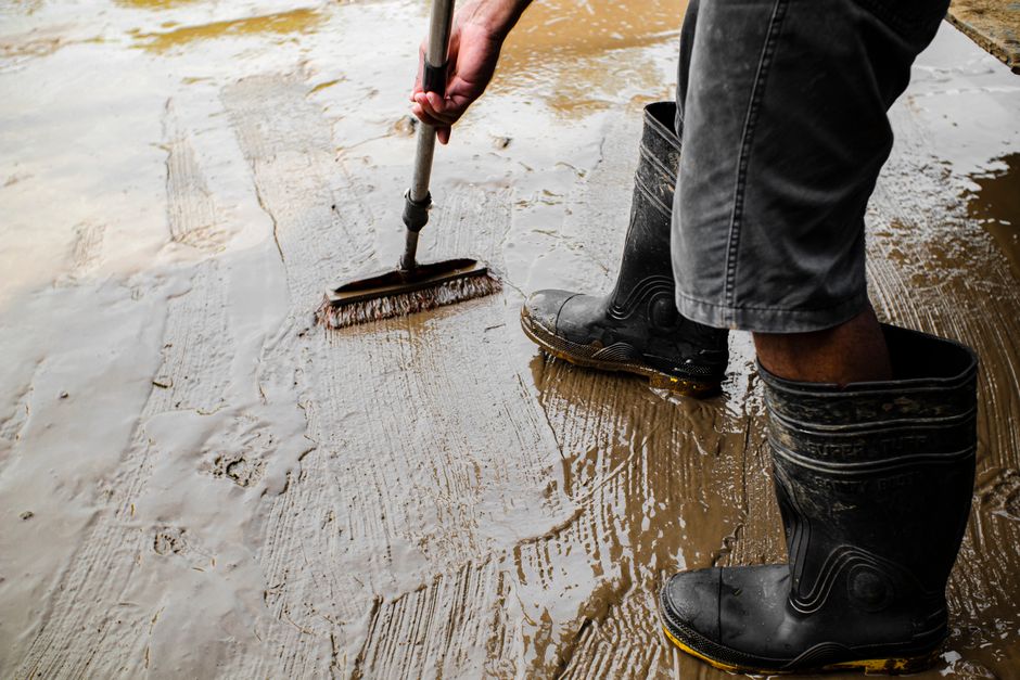 Een schone betonnen vloer na het gebruik van effectieve reinigingsmethoden, met een focus op duurzaamheid en uitstraling.